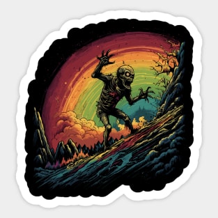 Somewhere Over The Zombie Rainbow Sticker